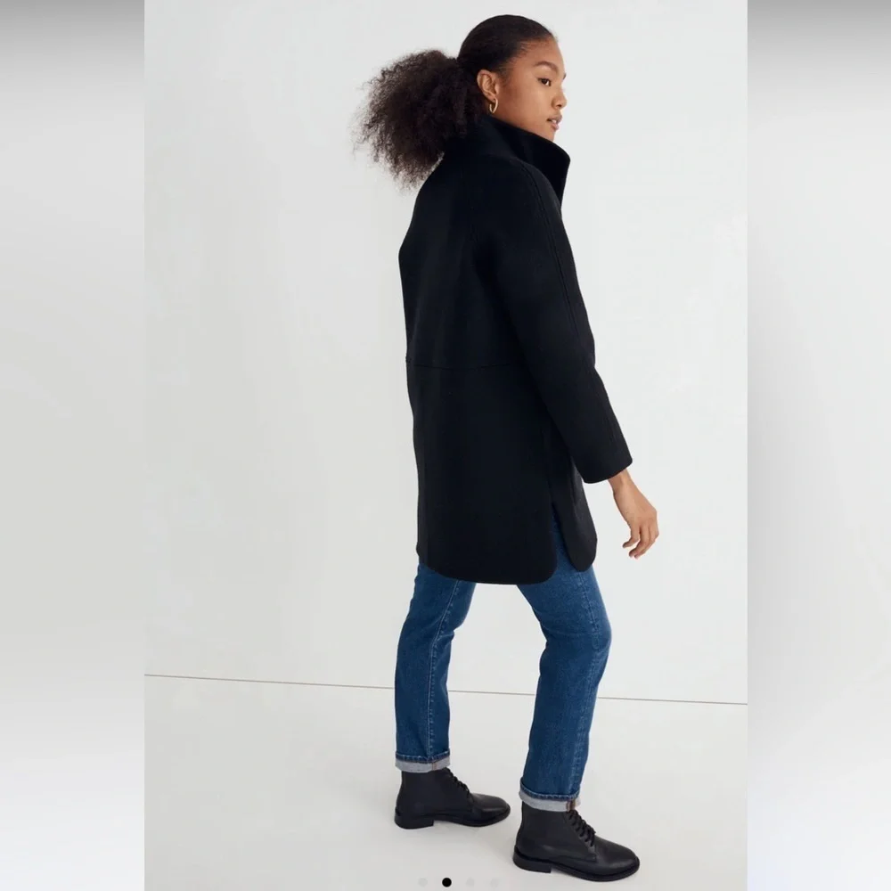Madewell Estate Cocoon Coat in Insuluxe Fabric Size XXL Black